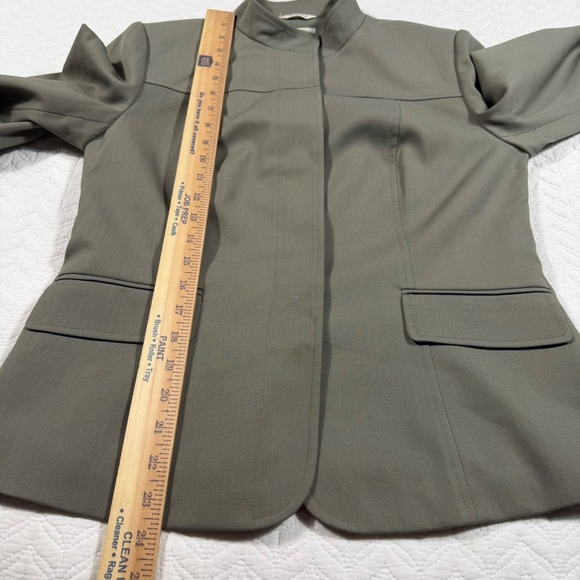 Vtg Talbots Mandarin Collar Jacket Blazer Khaki Petite Women Sz 6 Wool Blend USA - Picture 12 of 14